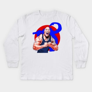 Dwayne Johnson - An illustration by Paul Cemmick Kids Long Sleeve T-Shirt